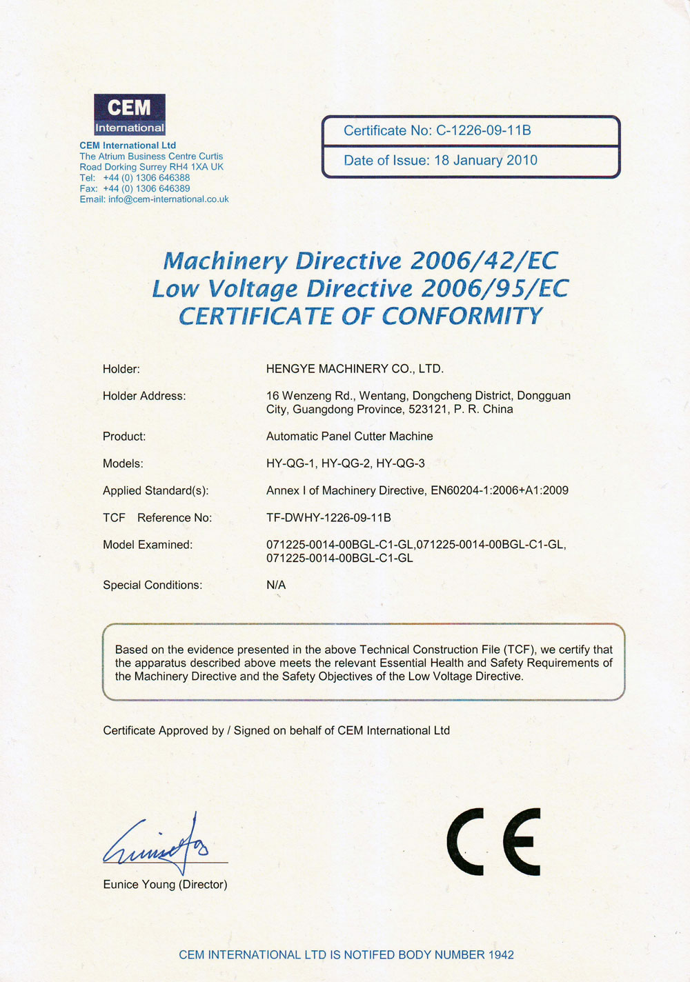 CE: Certification